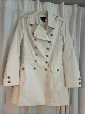 White Double-Breasted Trench Coat